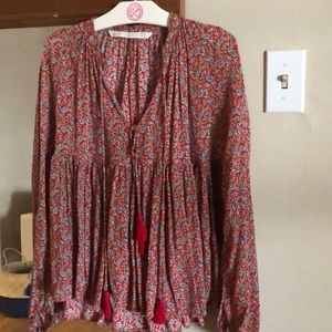 Flowy Red Blouse Zara XS